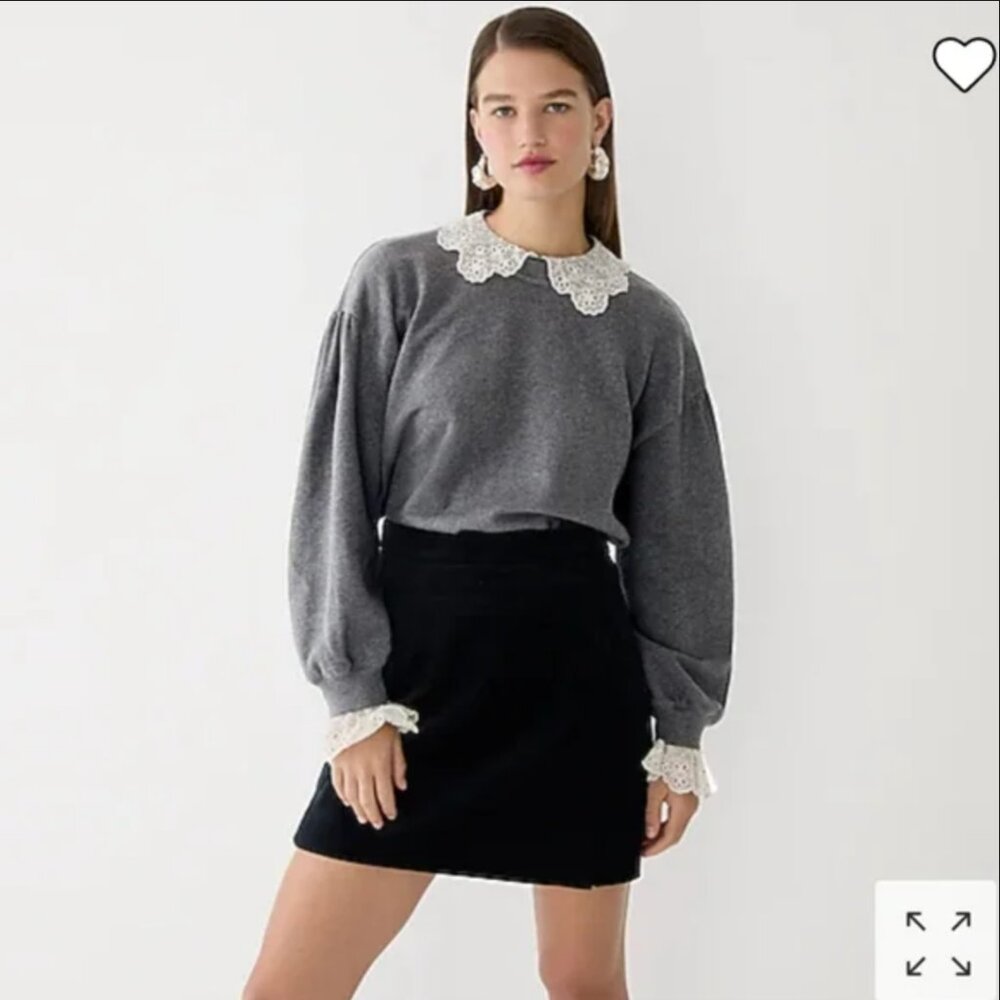 J. Crew Lace Collar Crewneck Sweatshirt Size S